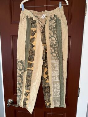 Bohemian Patchwork Beige & Olive Men’s Casual Pants